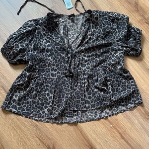Torrid Black and Brown Leopard Print Blouse